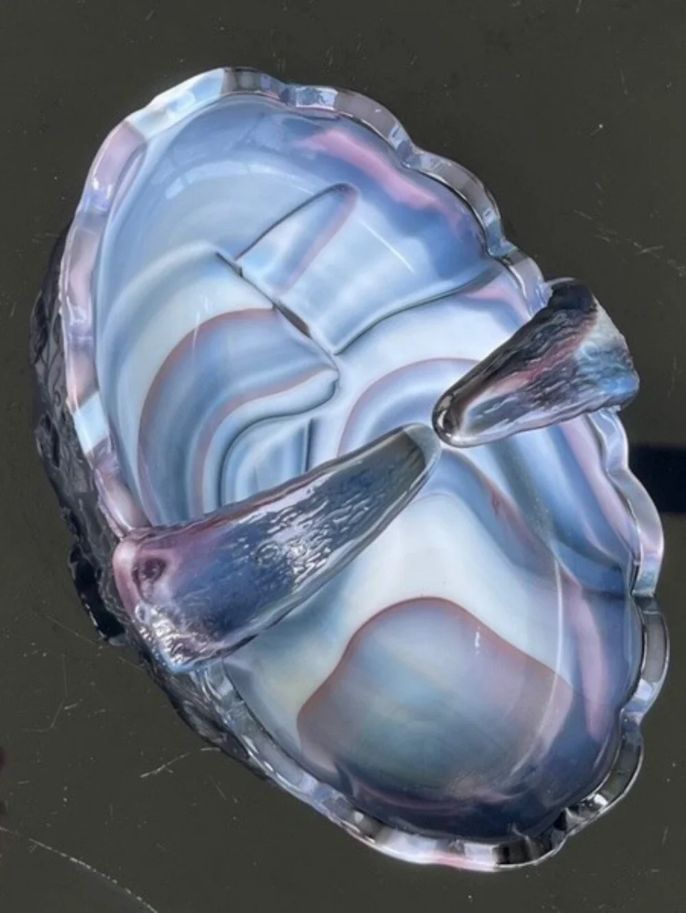 Westmoreland‎ Purple & White Slag Glass Handled Basket Dish Stunning Vintage!